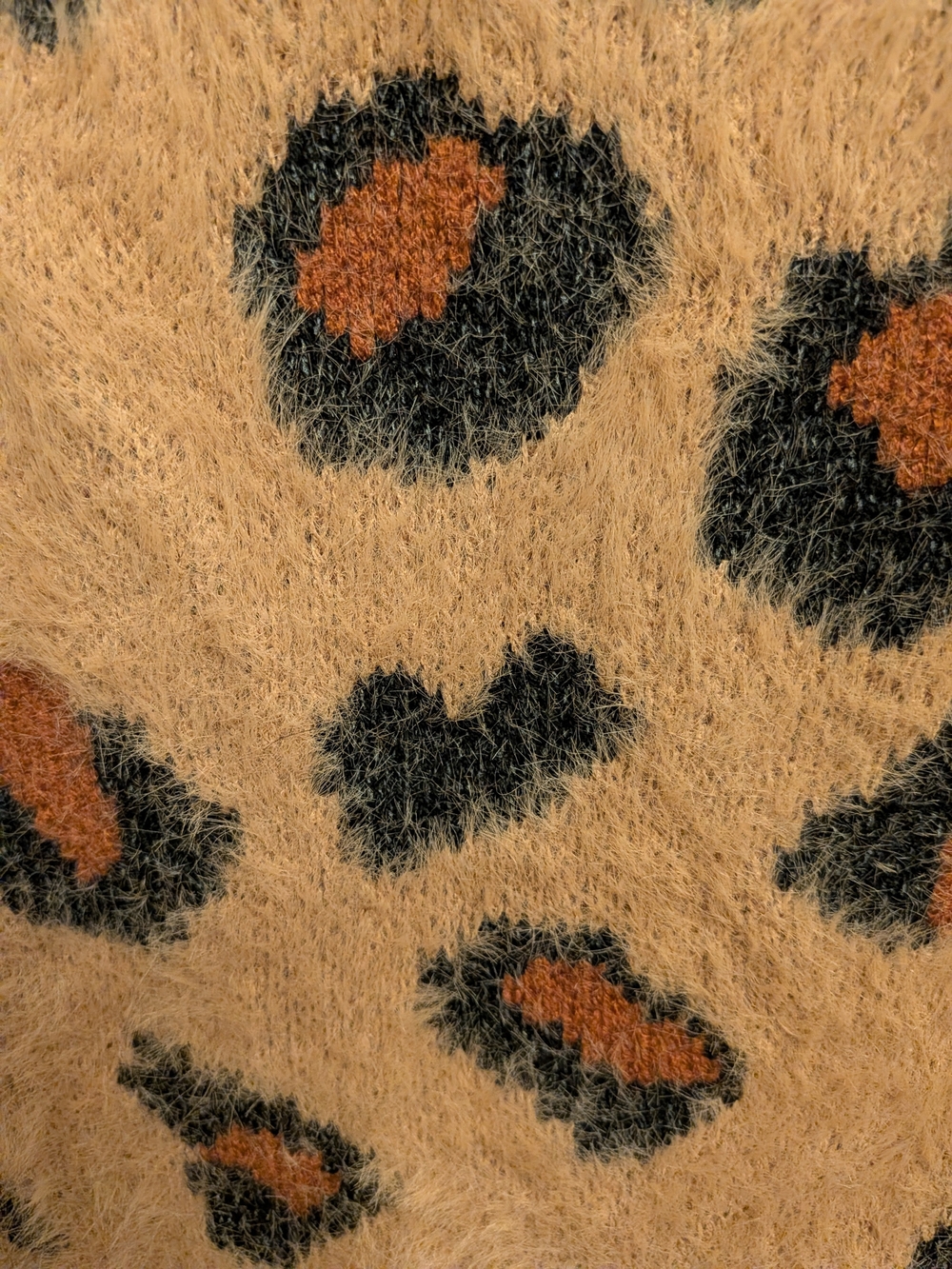 Altar'd State Camel Leopard-Print Button Cardigan with Black & Rust Spots - Picture 4 of 6